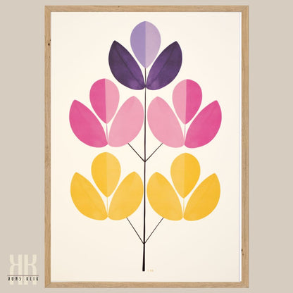 Decorative Botanical Wall Art Watercolour Leaf Print in Muted Tones