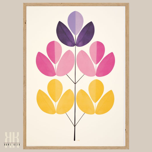 Decorative Botanical Wall Art Watercolour Leaf Print in Muted Tones