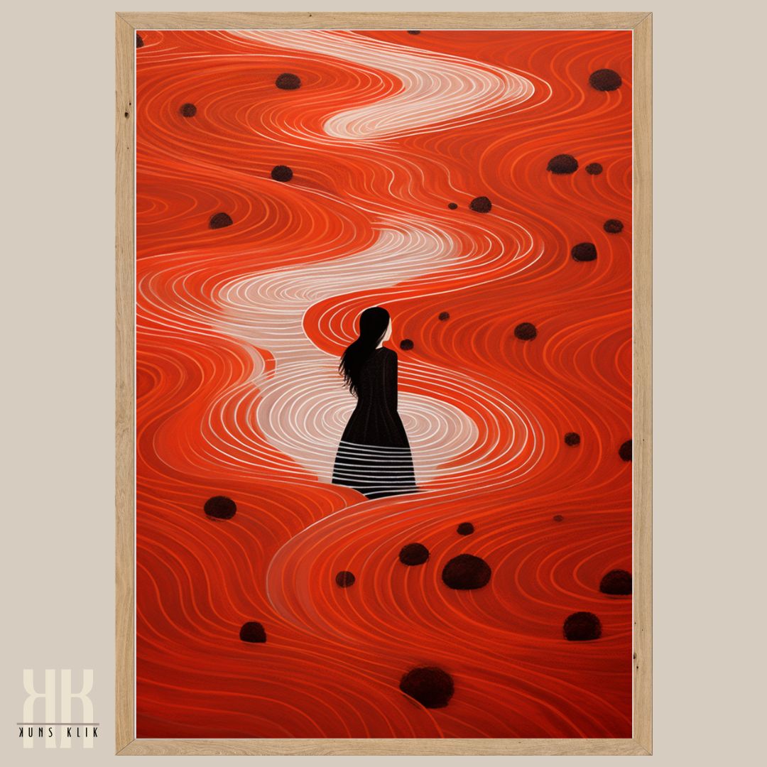 Minimalist Red and Black Landscape Art Print