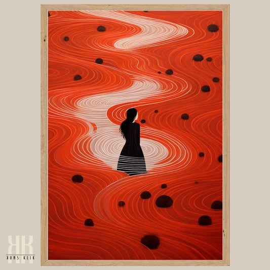 Minimalist Red and Black Landscape Art Print