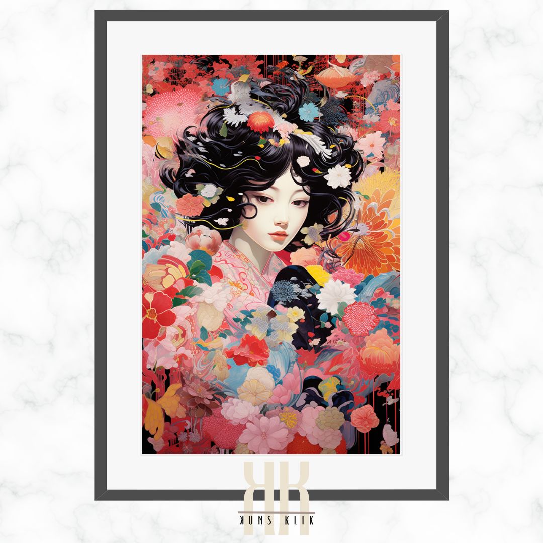 Japanese Blossom Geisha Art Print