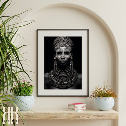 Tribal Woman Black and White Photography Print - 9