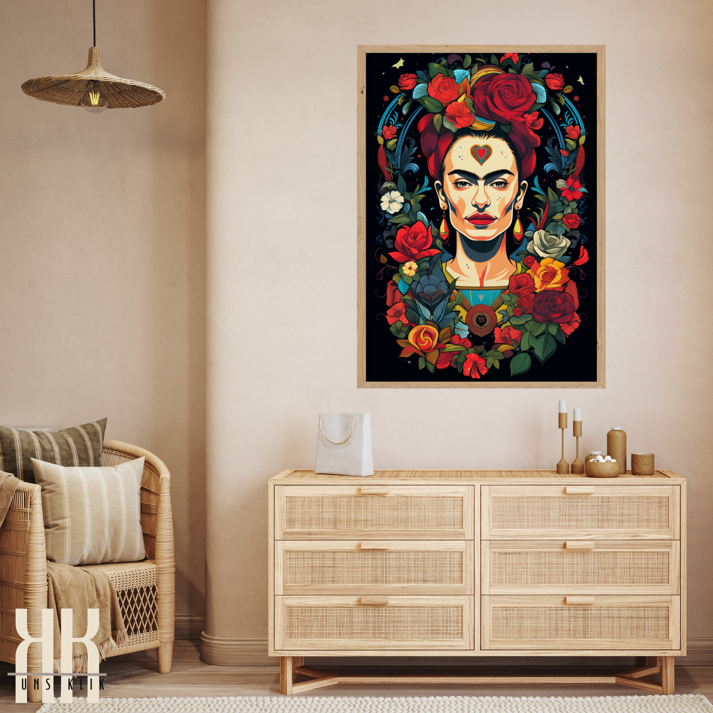 Frida Kahlo Bold Colourful Portrait Wall Art - 2