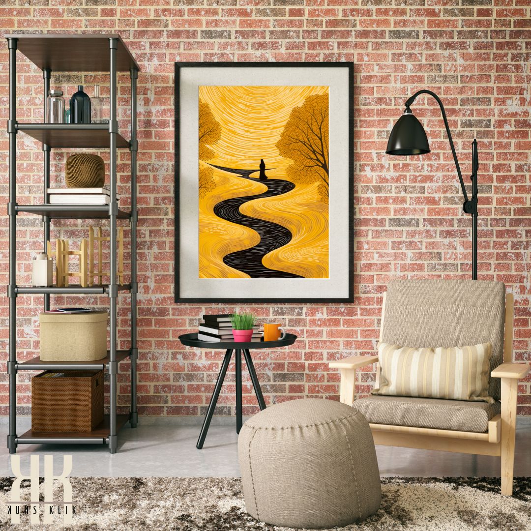 Black and Yellow Landscape Wall Art Print