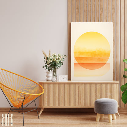 Minimalist Watercolour Sunset Mountain Art Print - 9