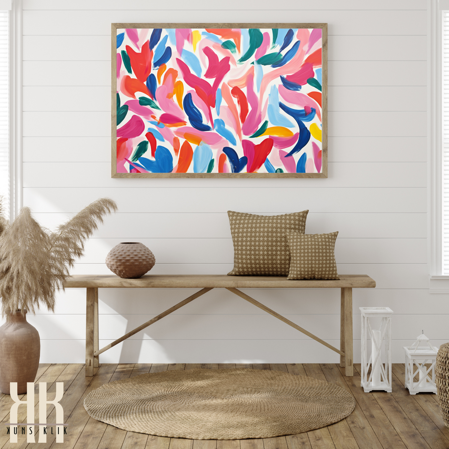 Colourful Leaf Broad Brush Stroke Matisse Pattern Print - 22