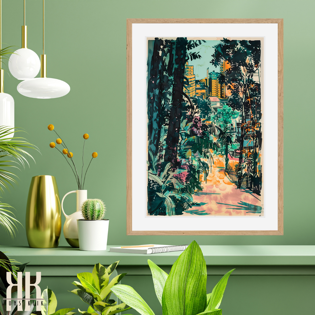 Mid-Century Modern Tropical Print – Vintage Palms & Coastal Houses