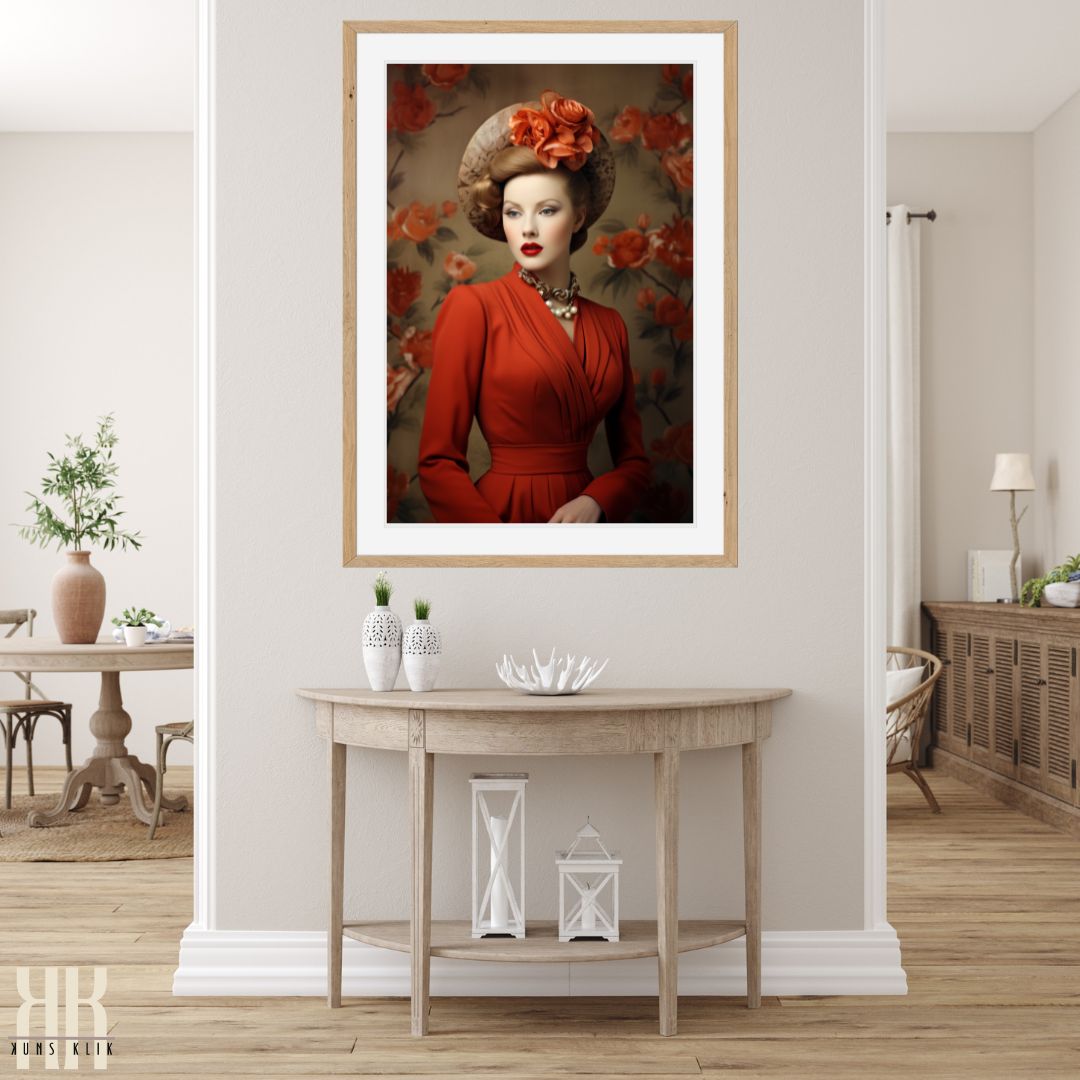 Elegant Retro Women Portraits Art Print