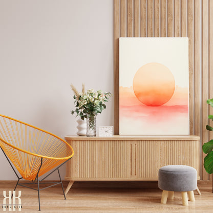 Minimalist Watercolour Sunset Mountain Art Print - 5