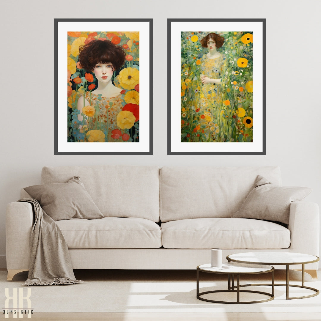 Art Nouveau Floral Woman Print