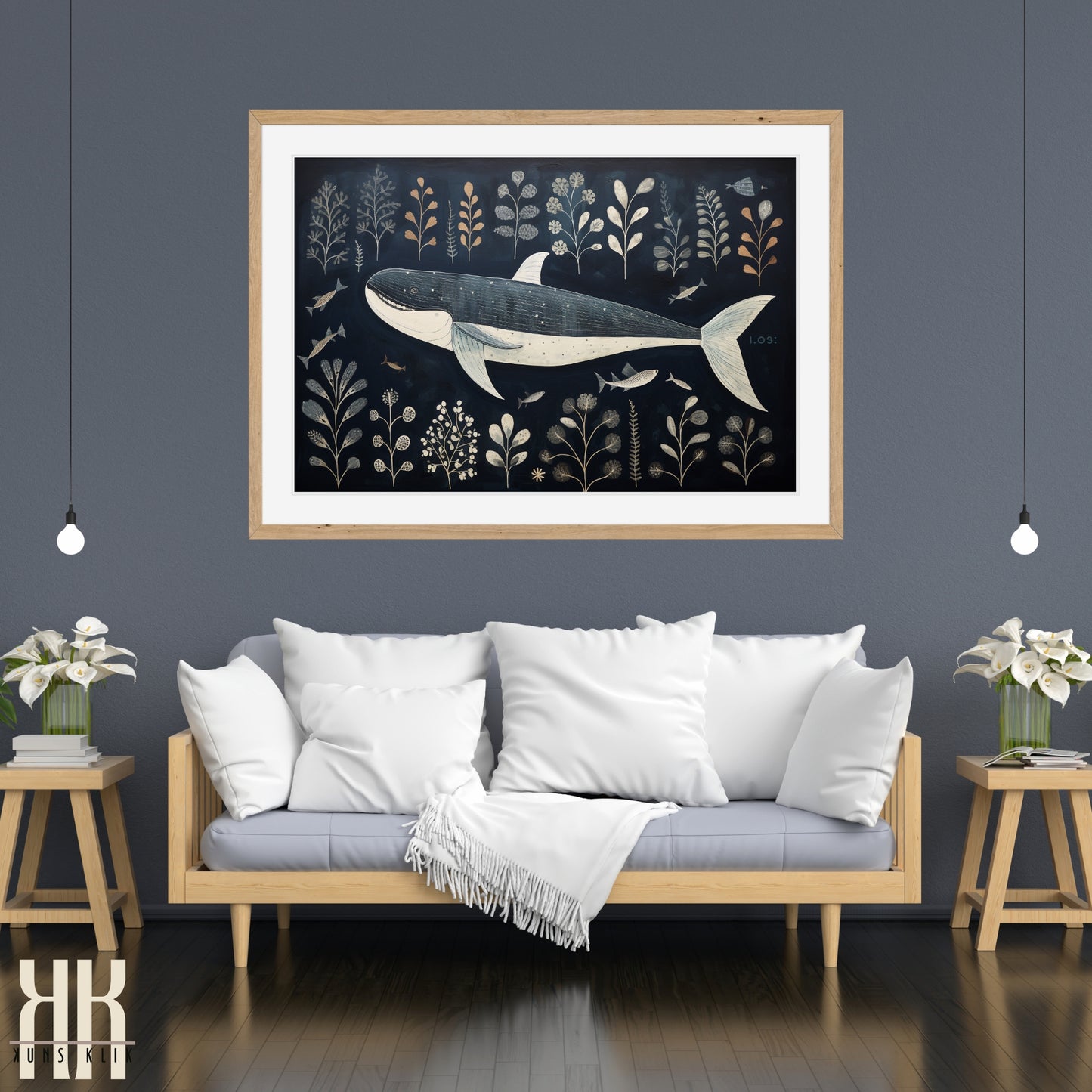 Scandinavian Whale Folk Art Print - 10