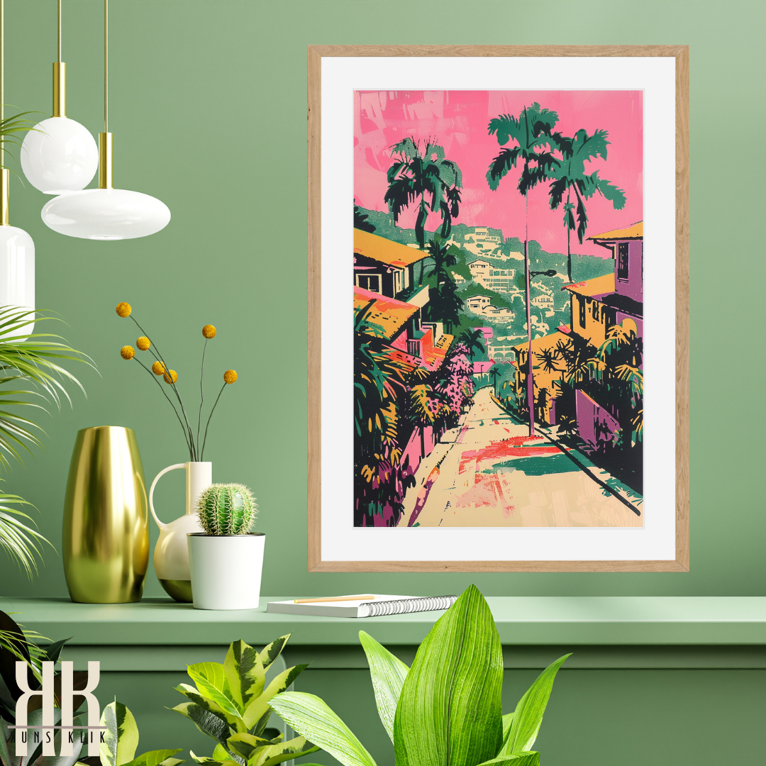 Vintage Tropical Landscape Art Print – Coastal Palm Trees & Island Vibes