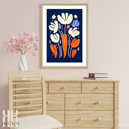 Contemporary Botanical Flat Floral Wall Art - 4