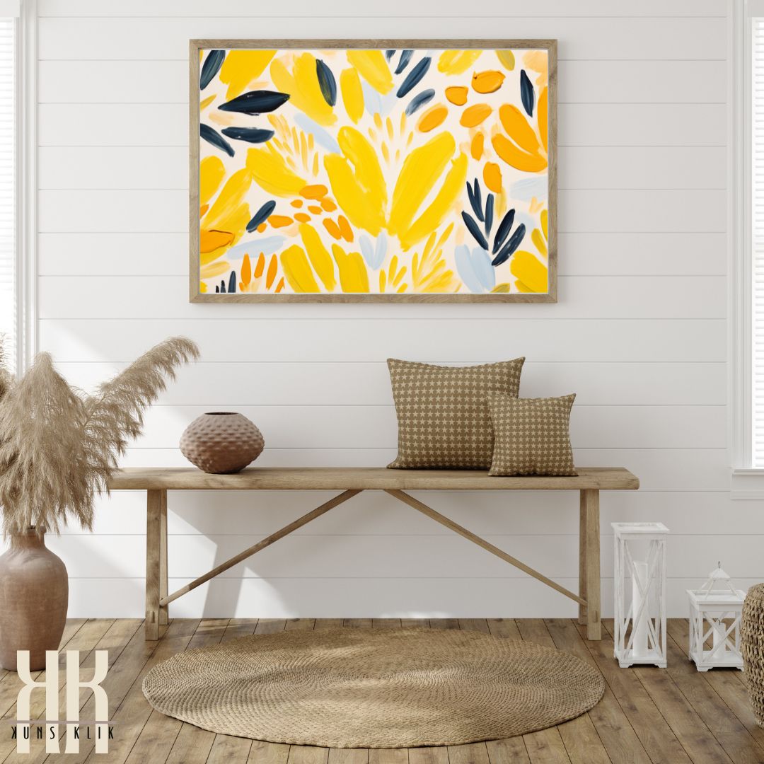 Leaf Pattern Yellow Art Print