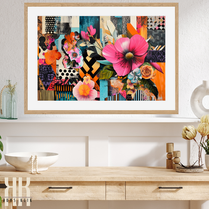 Colorful Mixed Media Art Print – Textured Maximalist Collage