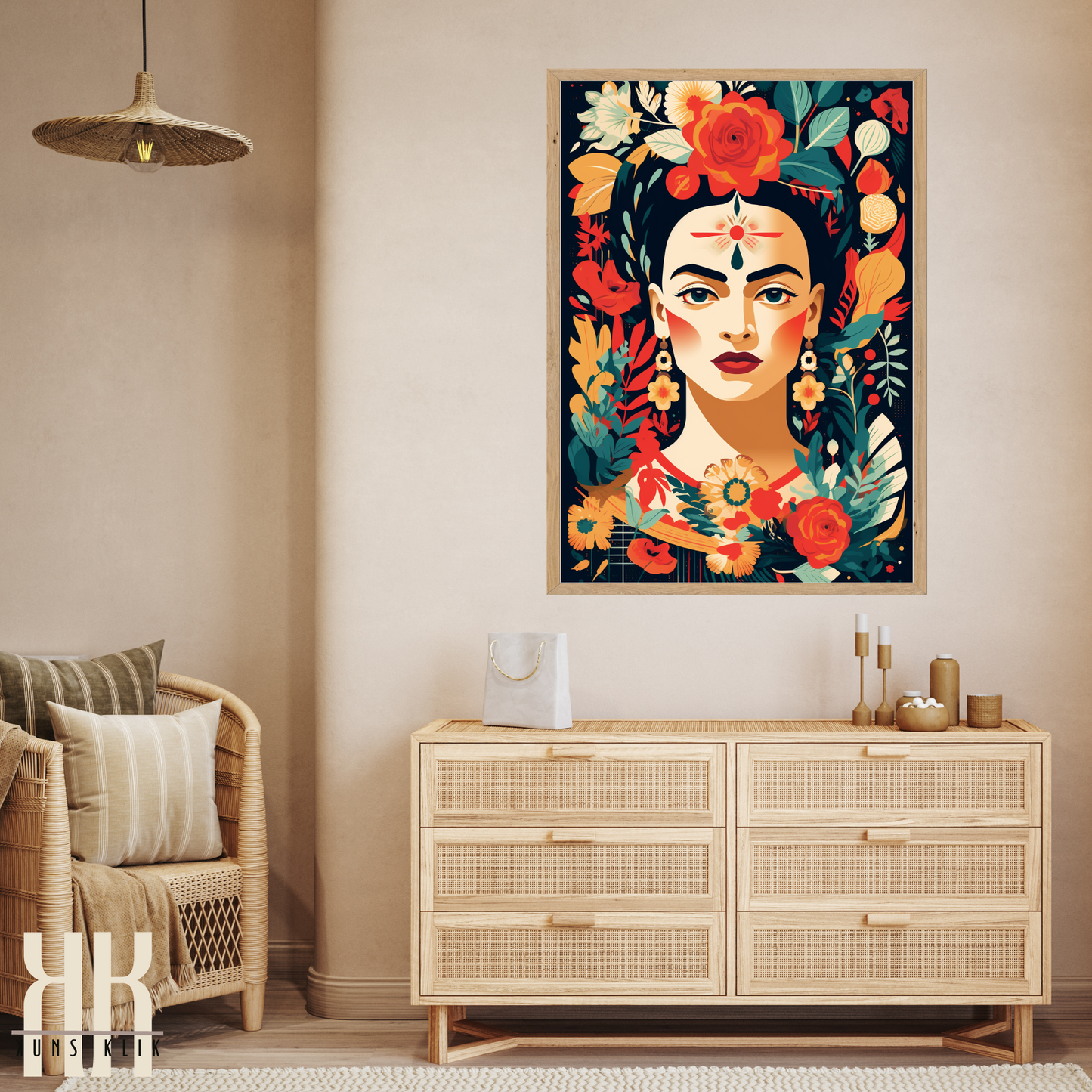 Frida Kahlo Bold Colourful Portrait Wall Art - 3