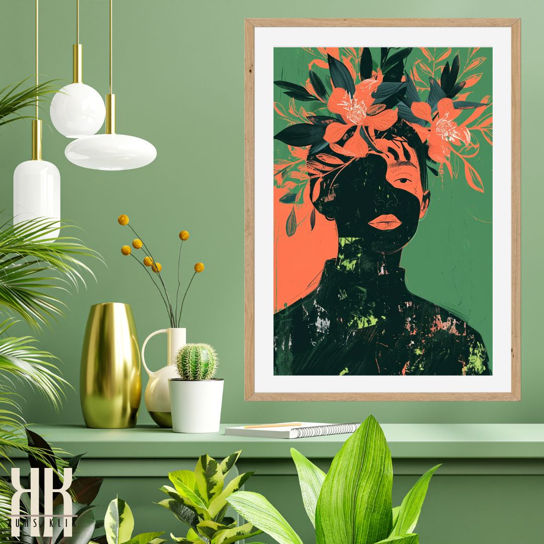 Bold Green and Pink Fashion Illustration Wall Art