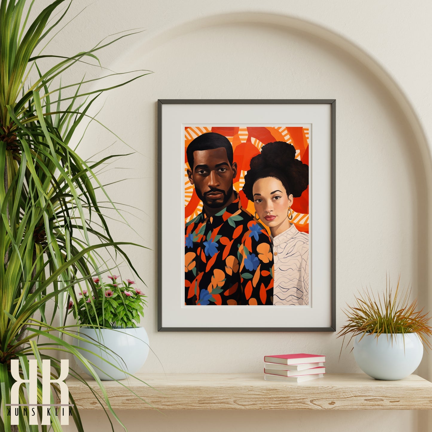 Culturally Inspired Bold Patterned Couple Portrait - 12