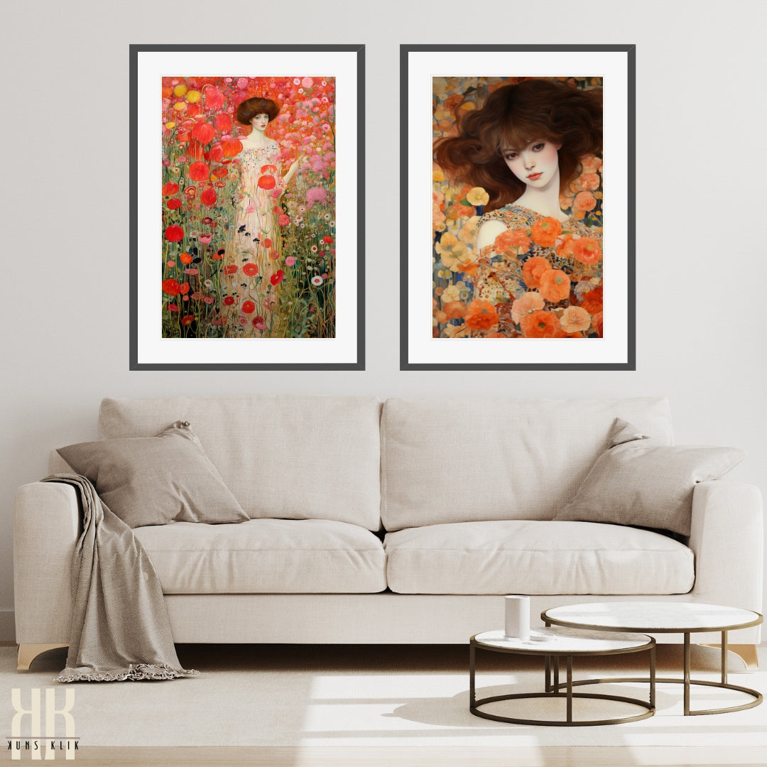 Romantic Floral Woman Portrait Print