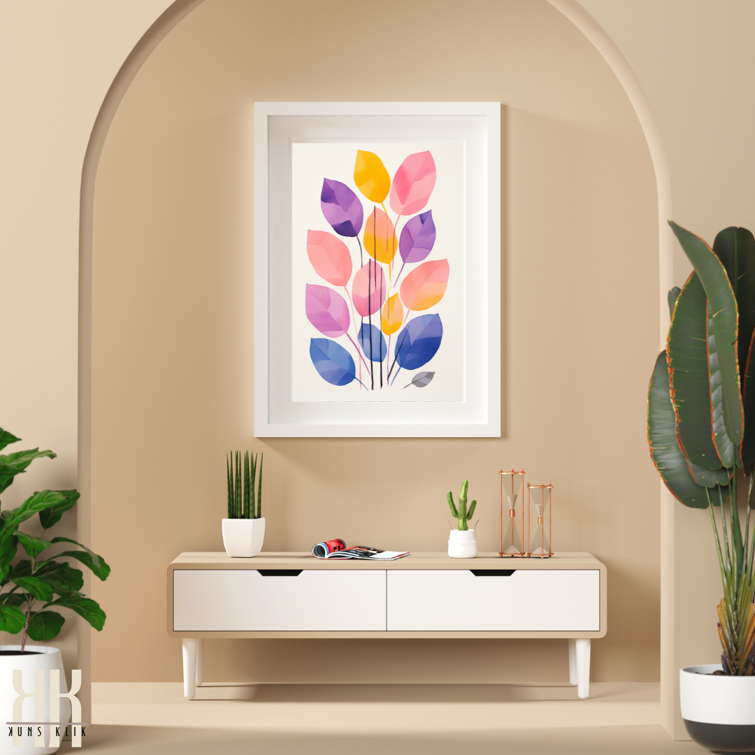 Modern Watercolour Leaves Print Minimalist Botanical Decor