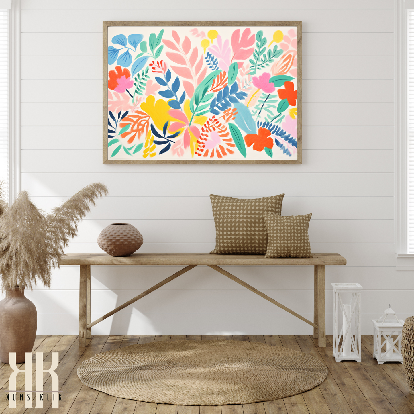 Colourful Leaf Broad Brush Stroke Matisse Pattern Print - 12