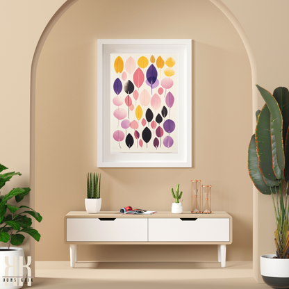 Unique Botanical Art Print Abstract Pastel Leaves in Watercolour