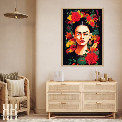 Frida Kahlo Bold Colourful Portrait Wall Art - 1