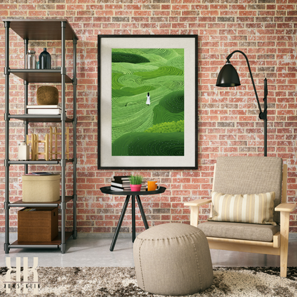 Nature-Inspired Green Abstract Wall Art Print