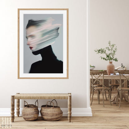 Contemporary Black Brush Stroke Portrait Art