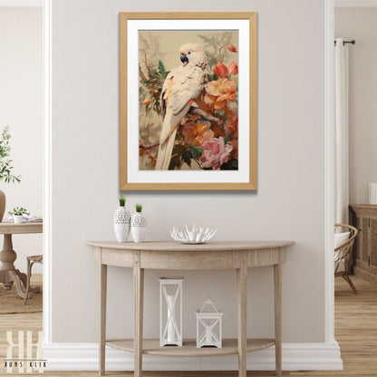 Realistic Parrot Portrait in Soft Tones Art Poster