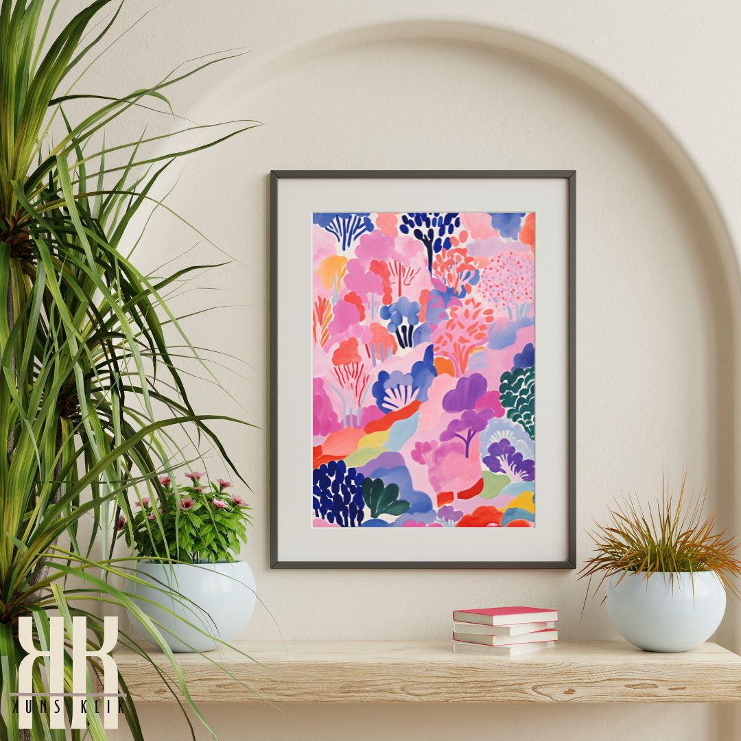 Matisse Style Art Print of Forest and Mountains