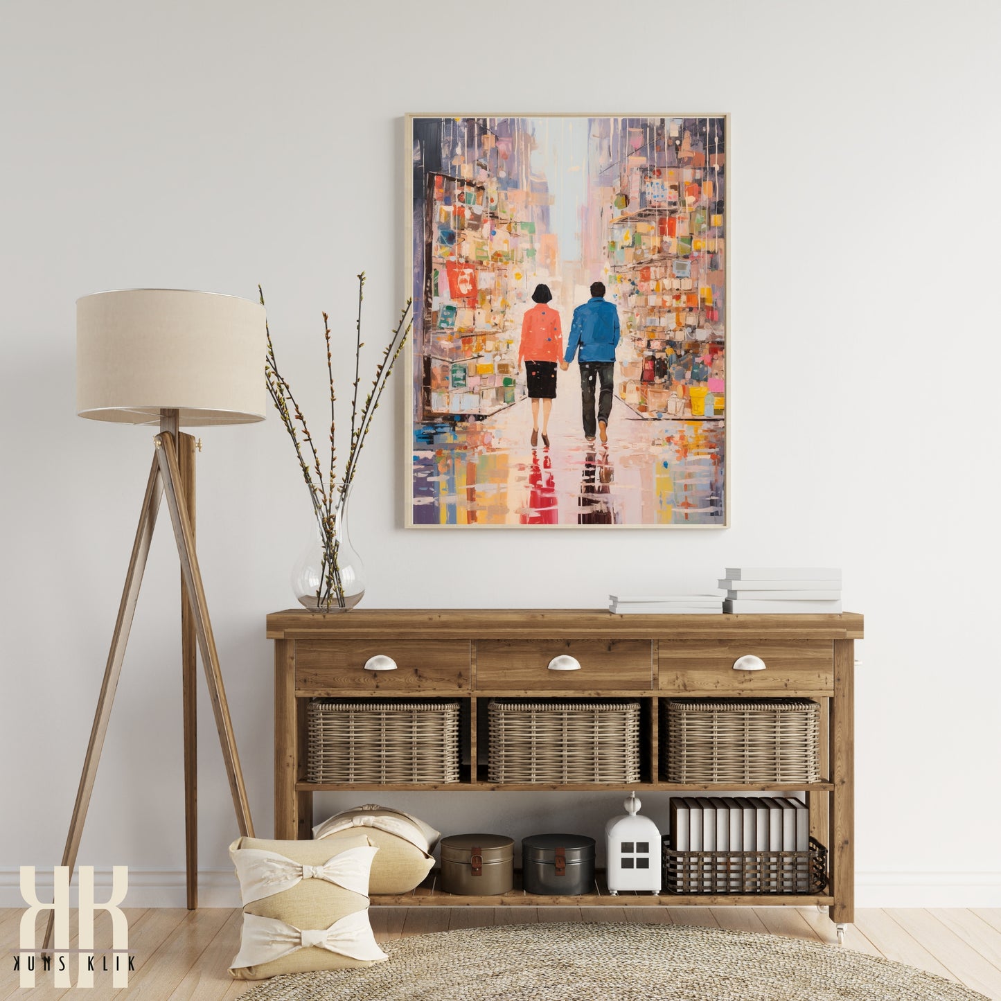 Romantic Couple Urban Cityscape Wall Art - 1