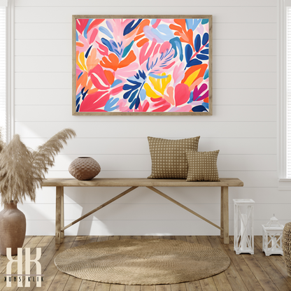 Colourful Leaf Broad Brush Stroke Matisse Pattern Print - 6