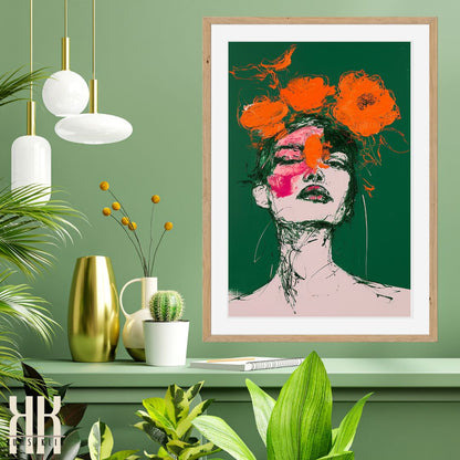 Bold Green and Pink Fashion Illustration Wall Art