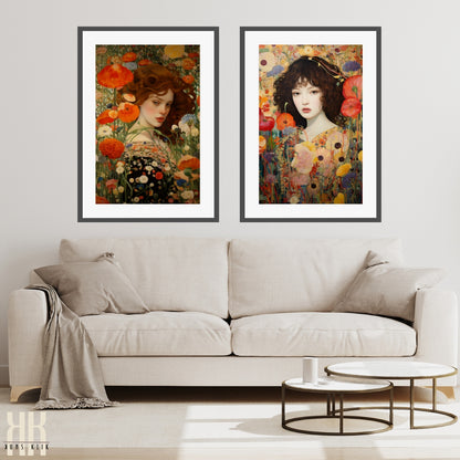 Dreamy Floral Woman Portrait Wall Art