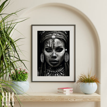 Tribal Woman Black and White Photography Print - 7