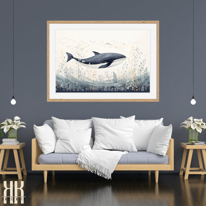 Scandinavian Whale Folk Art Print - 12