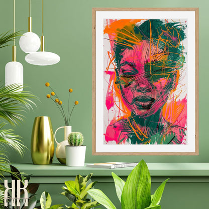 Chic Fashion Illustration with Botanical Elements Wall Art