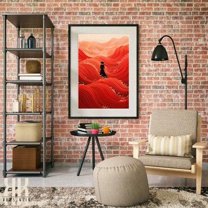 Contemporary Abstract Red Landscape Print