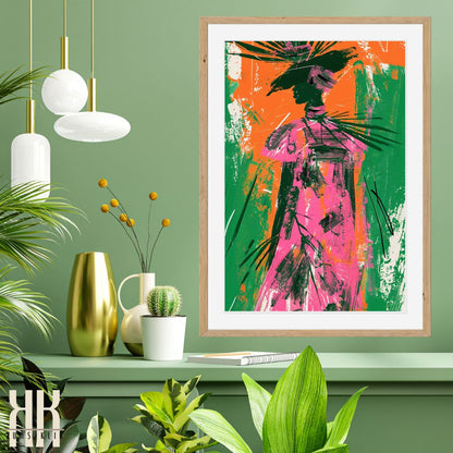 High Fashion Floral Art Print with Neon Colours