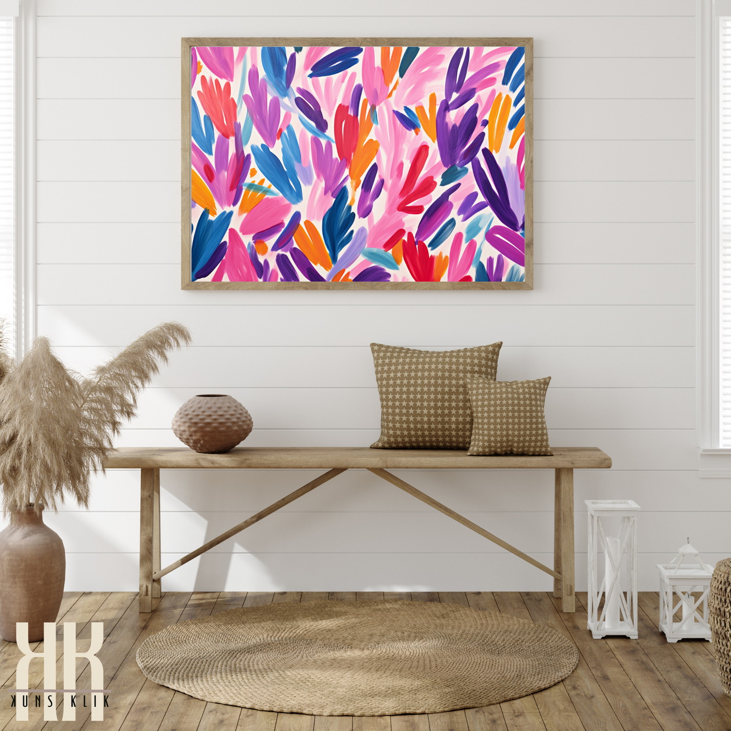 Colourful Leaf Broad Brush Stroke Matisse Pattern Print - 20