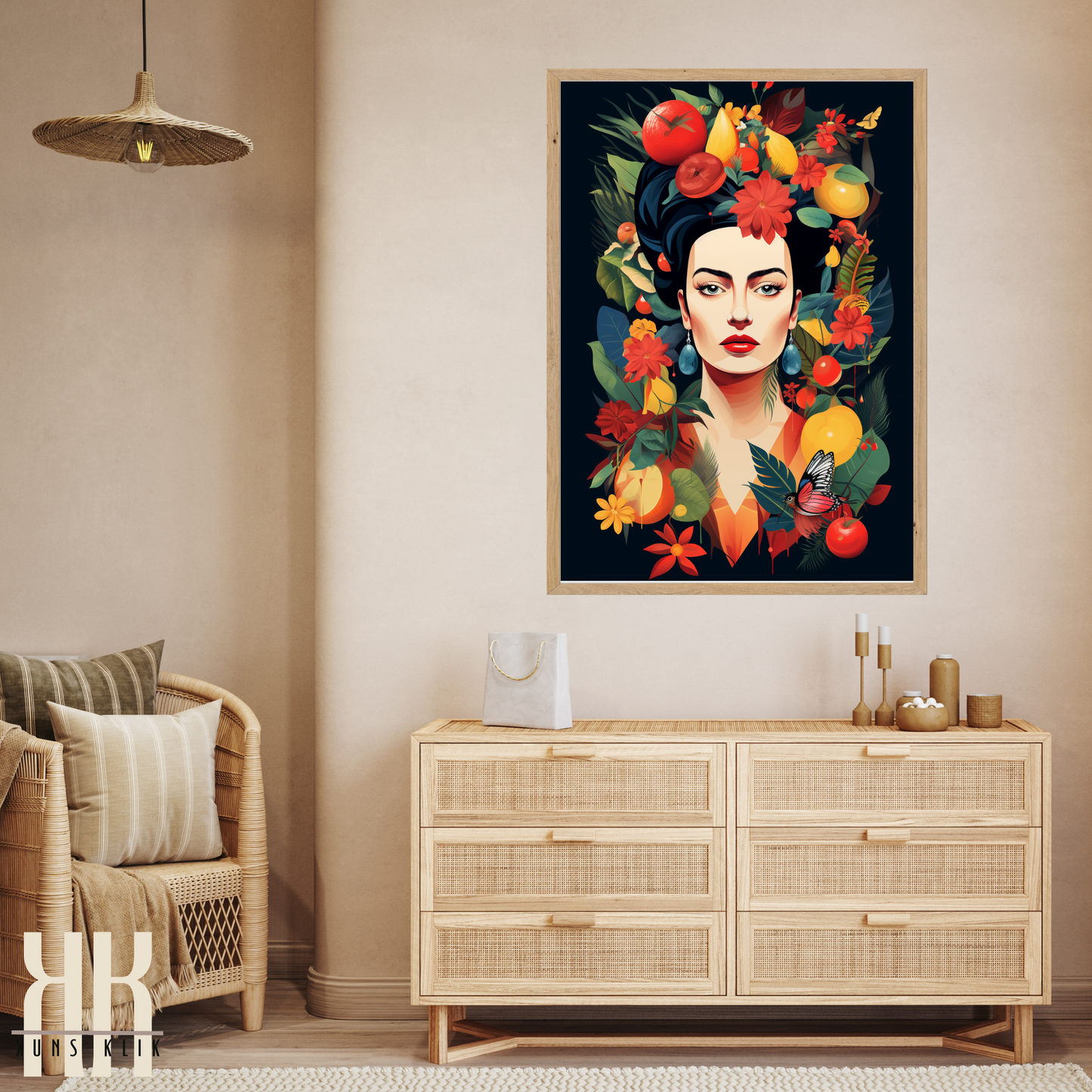 Frida Kahlo Bold Colourful Portrait Wall Art - 8