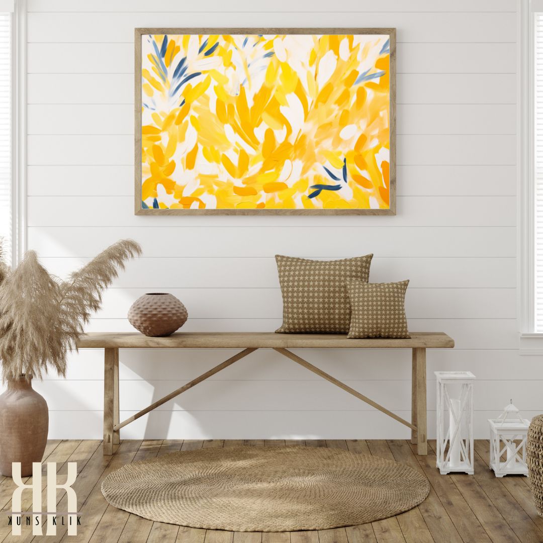 Sunny Yellow Floral Abstract Wall Art