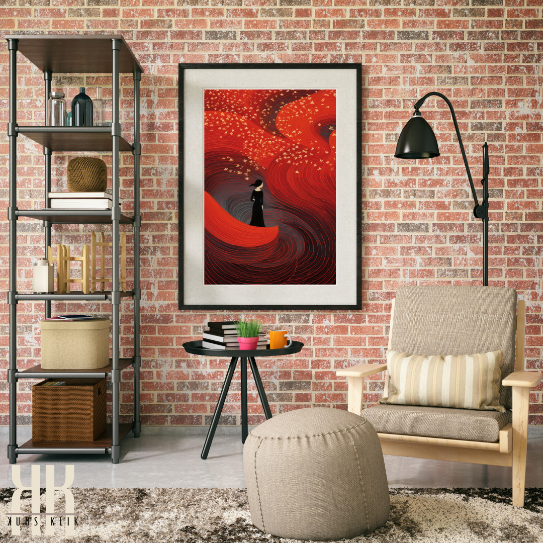 Minimalist Silhouette in Red Landscape Art Print