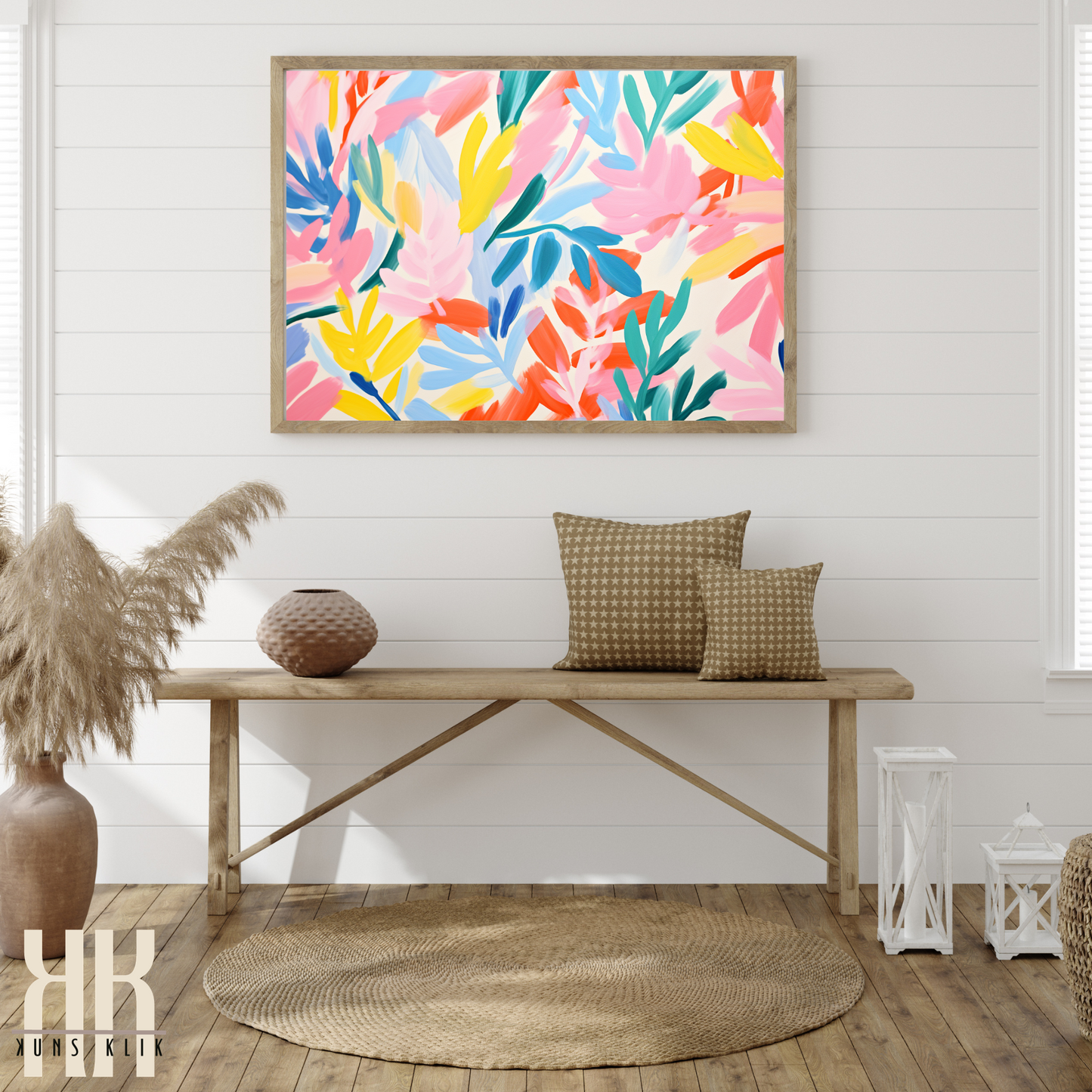 Colourful Leaf Broad Brush Stroke Matisse Pattern Print - 5