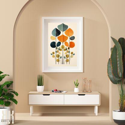 Abstract Leaf and Flower Watercolour Art Print