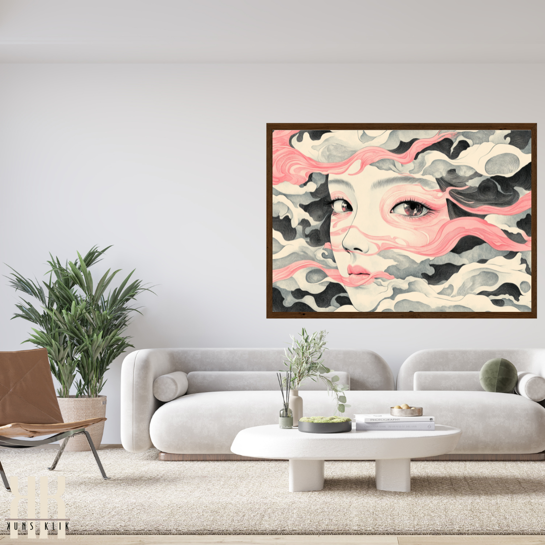 Japanese-Inspired Ethereal Portrait - Fine Art Wall Poster