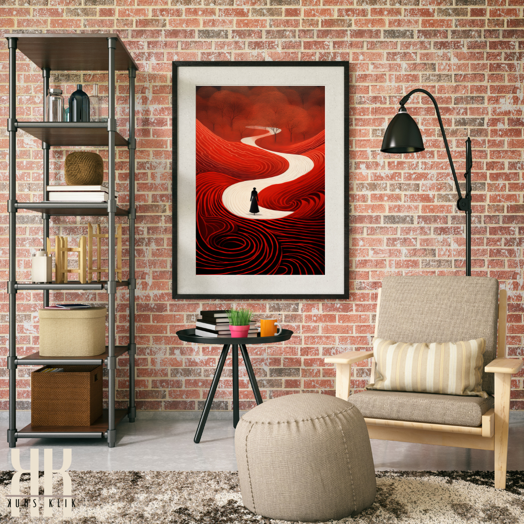 Contemporary Red Field with Path Art Print