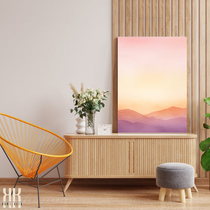 Minimalist Watercolour Sunset Mountain Art Print - 8