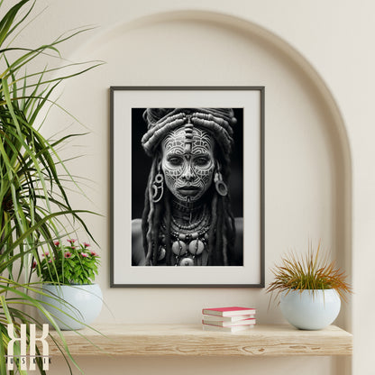 Tribal Woman Black and White Photography Print - 2